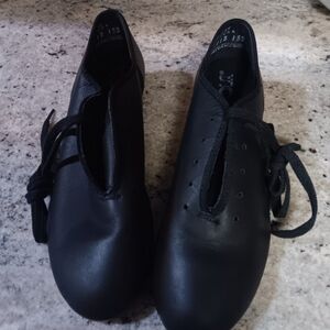 Capezio Gold Coppola Jazz Tap Shoes CG355 Black Leather Size 3 M